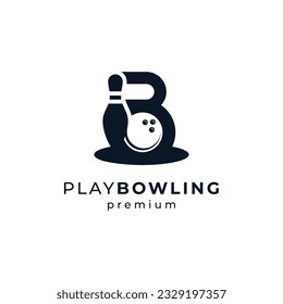 letter B for bowling logo design template