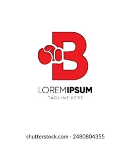 Letter B Boxing Glove Punch Logo Design Vector Icon Graphic Emblem Symbol Illustration