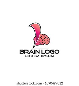 letter b brain logo design illustration modern logotype concept vector template