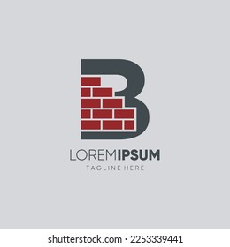 Letter B Brick Logo Design Vector Icon Graphic Emblem Illustration