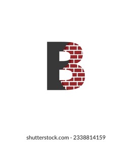 Carta B con el logotipo de Brick Wall compañía de construcción de vectores, carta inicial creativa y plantilla de logotipo de pared