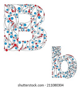 Letter B. Bright element  alphabet.  ABC in vector. Perfect for backgrounds of flyers, posters, invitations, cards, webs graphics, blogs, banners, and more.