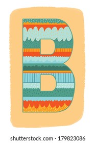 The letter B. Bright floral element of colorful alphabet made 