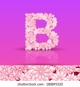 The letter B. Bright floral element of colorful alphabet. Summer floral ABC element in vector.