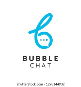 Letter B and bubble chat logo. Conversation logo template in blue colour.