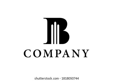 Letter B with building for identity or construction design logo concept. Very suitable in various business purposes, also for icon, symbol and many more.