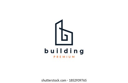 letter B for building line outline logo vector icon illustration design