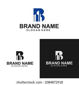 Diseño del logotipo de construcción de letras B. Símbolo de icono de logotipo minimalista creativo