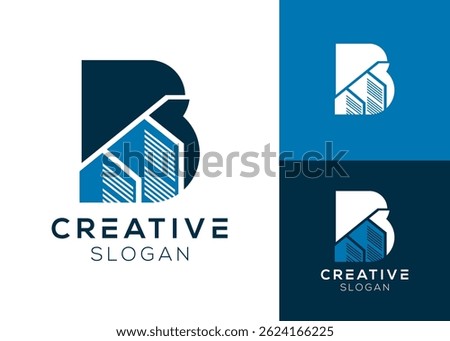 Letter B with building logo design for architect and construction