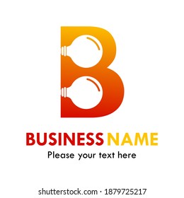 Letter b with bulb lamp vector logo template. Suitable for brand, ientity, web, business, idea etc