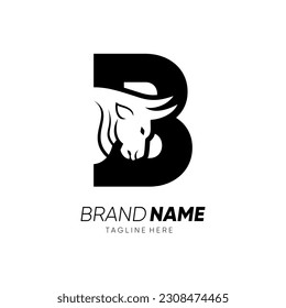 Letter B Bull Animal Logo Design Vector Icon Graphic Emblem Illustration 