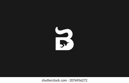 LETTER B BULL LOGO WITH NEGATIVE SPACE EFFECT FOR LOGO DESIGN AND ILLUSTRATION USE