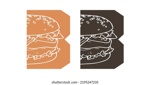 B Plantilla de símbolo del icono del vector del logotipo de la hamburguesa. Vector con logotipo de hamburguesa. Logotipo