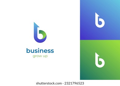 letter b business growth logo with arrow up symbol for investment, financial growing success logo icon design