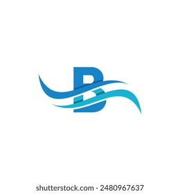 Letter B Business Icon Wave Ocean Simple Creative Design Logo