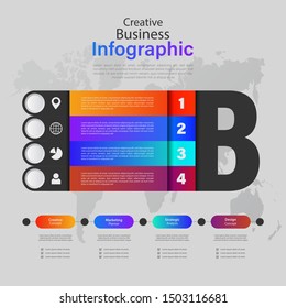 Letter B Business Infographic. Vector template for presentation