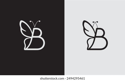 Letra B logotipo de la mariposa concepto para el lujo, la belleza, el spa y el símbolo de la moda.	