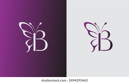 Letra B logotipo de la mariposa concepto para el lujo, la belleza, el spa y el símbolo de la moda.	