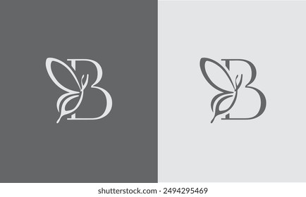 Letra B logotipo de la mariposa concepto para el lujo, la belleza, el spa y el símbolo de la moda.	