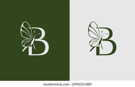 Letter B Butterfly Logo Concept For Luxury, Beauty, Spa and Fashion Symbol.	