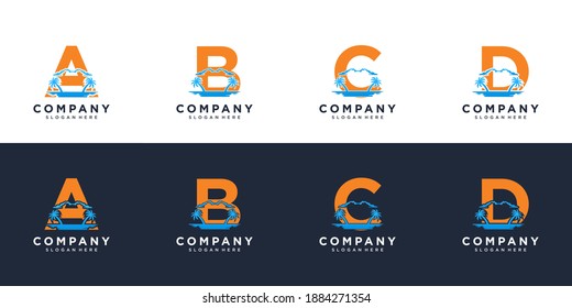 Letter a b c and d with abstract beach logo template