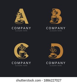 Letter A B C and D with abstract coffee cup logo template