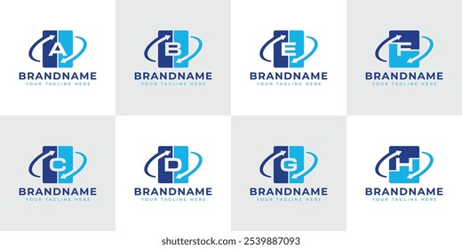 Letter A B C D E F G H Exchange Logo Set, representing movement, connectivity, and adaptability