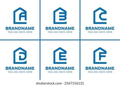 Letter A B C D E F Home Logo, for real estate, construction, interior, architect