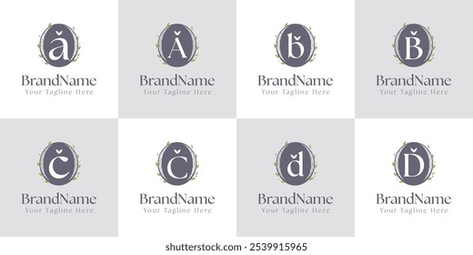 Letter A B C D Nature Logo Set, symbolizing growth, sustainability, and harmony