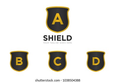 A letter, B letter, C letter, D letter shield logo and shield icon Vector design Template. Vector Illustrator Eps.10