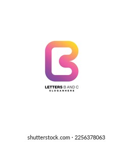 letter b and c logo design line gradient color