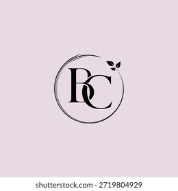 Letra B y C de lujo con diseños de logotipos de círculo y hoja