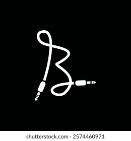 Letter B Cable Jack Logo Design Vector Icon Graphic Symbol Illustration