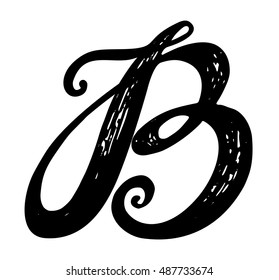 Letter B. Calligraphy alphabet typeset lettering. Hand drawn alphabet. Capital and lower-case letters. Copy-book hand font. Hand drawn sketch of ABC letters in old fashion vintage style. 