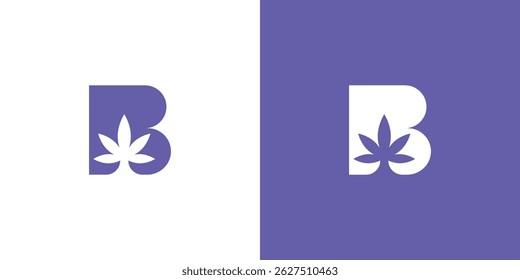 Letra B Design do logotipo da folha de cannabis