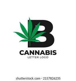 letter B with cannabis leaf vector logo design element