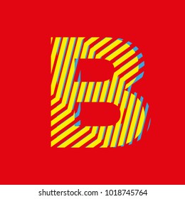 letter B, capital letter for advertising or editable editorial use, vector texture with lines