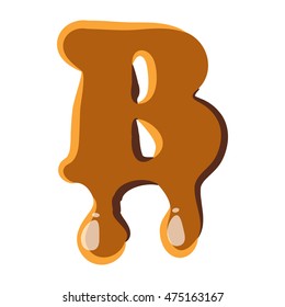 Letter B from caramel icon isolated on white background. Alphabet symbol