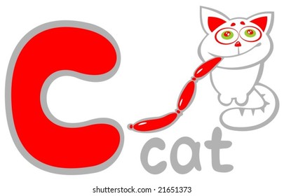 Letter B and cat  isolated on a white background. Alphabet sign.