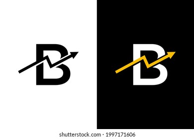 Letter B with chart arrow up concept. Very suitable in various business purposes, also for icon, symbol, logo name and many more.