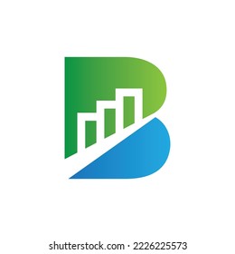 Diseño del logotipo de la carta B y del gráfico, crecimiento, diseño del logotipo financiero. Logo de marketing y negocios financieros, creativo, único, vector