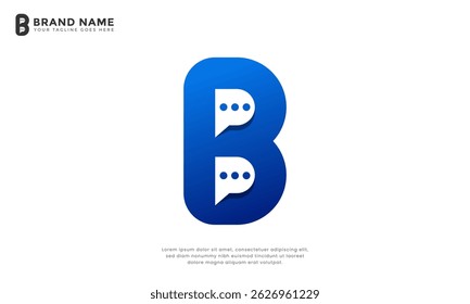 Letter B Chat Logo. Modern letter B logo featuring two overlapping chat bubbles. Perfect for social networking, community platforms, or interactive services.