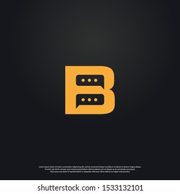 Letter B chat modern Logo icon monogram design. Vector graphic design template element. black background.