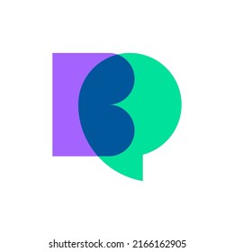 Letter B chat overlapping color logo design