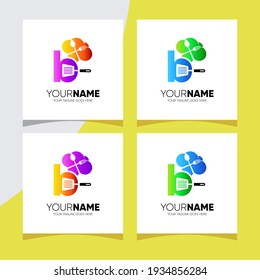 Letter B Chef Hat with Kitchen Utensil Logo Design Vector Icon Graphic	