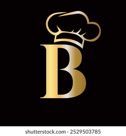 Letter B Chef Logo Concept For Restaurant Sigh Vector Template