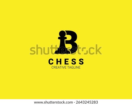 Letter B chess logo with pawn. Chess sport monogram logo template