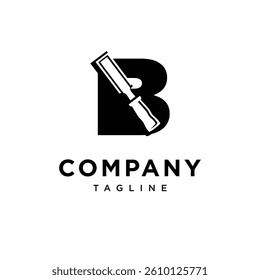 Letter B Chisel Logo Icon Vector