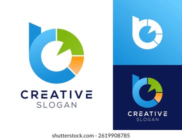 Letter B with circle diagram or pie chart logo design for finance and management