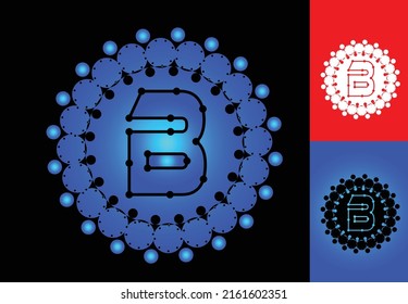 Letter B with circle dot logo and icon design template